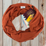 Travel Scarf Rust Infinity Travel Scarf With Zipper Pocket The Pack Wolf Company Brown