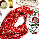 Travel Infinity Scarf With Pocket - Red Paisley The Pack Wolf Company