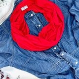 Infinity Travel Scarf With Zipper Pocket - Red The Pack Wolf Company