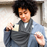 Infinity Travel Scarf With Zipper Pocket - Dark Grey The Pack Wolf Company
