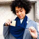 Infinity Travel Scarf With Zipper Pocket - Navy Blue The Pack Wolf Company