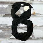 Infinity Travel Scarf With Zipper Pocket - Black The Pack Wolf Company