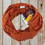 Travel Scarf Rust Infinity Travel Scarf With Zipper Pocket The Pack Wolf Company Brown