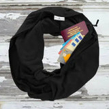 Infinity Travel Scarf With Zipper Pocket - Black The Pack Wolf Company