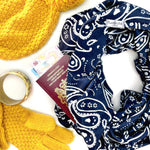 Travel Infinity Scarf With Pocket - Blue Paisley The Pack Wolf Company