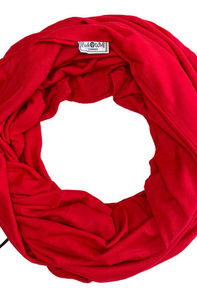 Infinity Travel Scarf With Zipper Pocket - Red